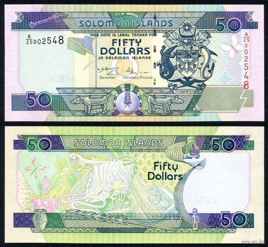 Соломоновы острова 50 долларов 2001 г. (P-24, UNC) [Без голограммы]