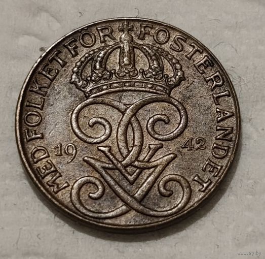 Швеция 1 эре, 1942 Бронза /коричневый цвет/ (2-12-178)