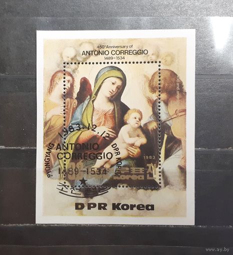 Корея. 1983 год. Живопись. Антонио Корреджо (блок) (1197)
