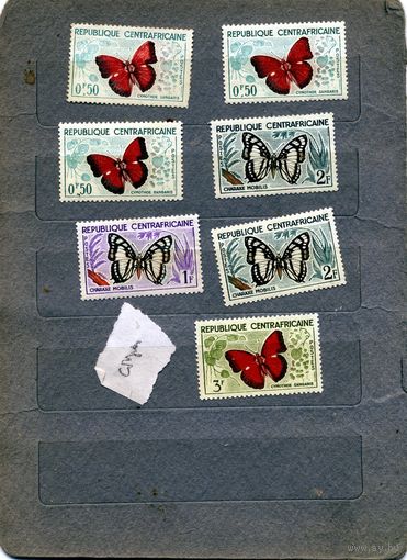 Центральноафриканская Республика,1960,  бабочки, 6м   чистые по 50 коп шт
