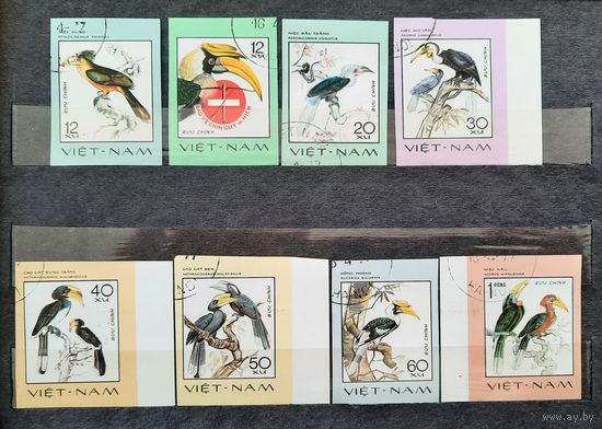 Вьетнам 1977г. Серия из 8 марок. Птицы-носорог. гаш.