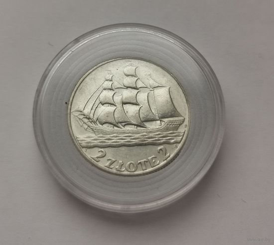 2 злотых 1936 г. Кораблик. Блеск. С рубля! 3 дня!