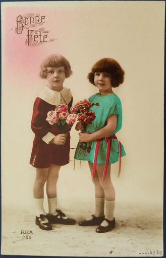 Детская фотооткрытка. Хорошего праздника. Франция. Начало 20-го века.