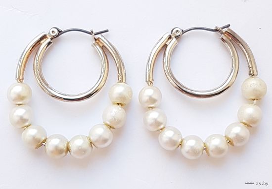 Серьги Кольца, длина 3,4 см