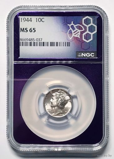 10 центов 1944 США ms 65 NGC лимитированный слаб серебро