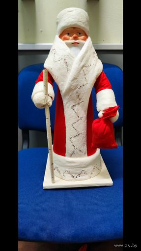 Дед Мороз из Ваты. СССР. 45 см! Дед Мороз вата папье маше  СССР ретро. Аукцион с рубля!