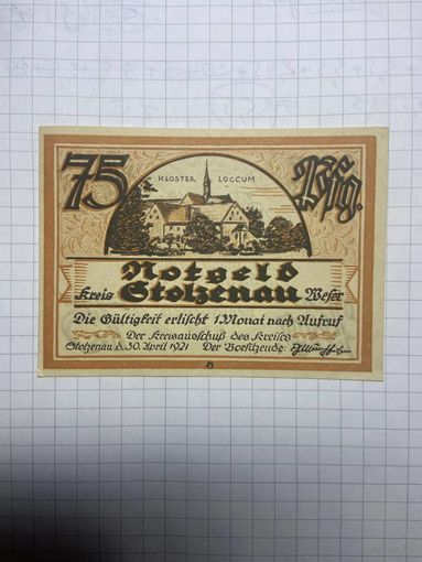 75 пфенингов (нотгельды) г. Германия.-1412