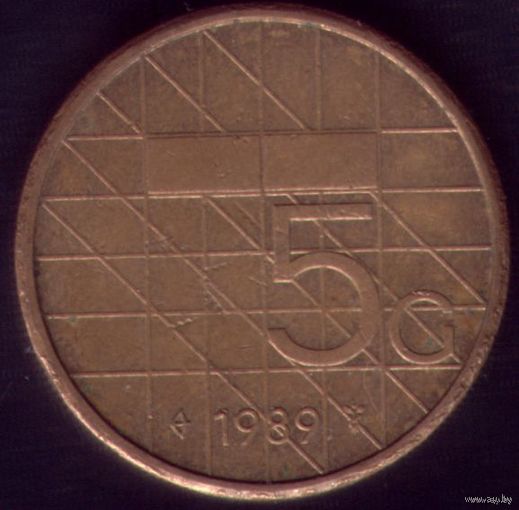 5 Гульденов 1989 год Нидерланды 2