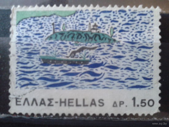 Греция 1967 Рисунок ребенка, кораблик, маяк