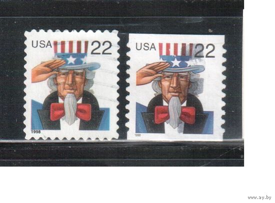 США-1998 (Мих.3064 ВА+ВС) , гаш., Стандарт, Дядюшка Сэм (одиночка), 2 зубцовки(1)