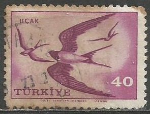 Турция. Авиа. Птицы. Ласточка. 1959г. Mi#1660.