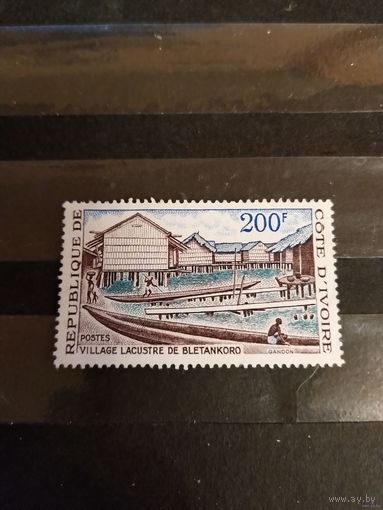 1973 Республика Берег Слоновой Кости дорогая одиночка чистая без клея без дыр лодка флот архитектура (2-12)