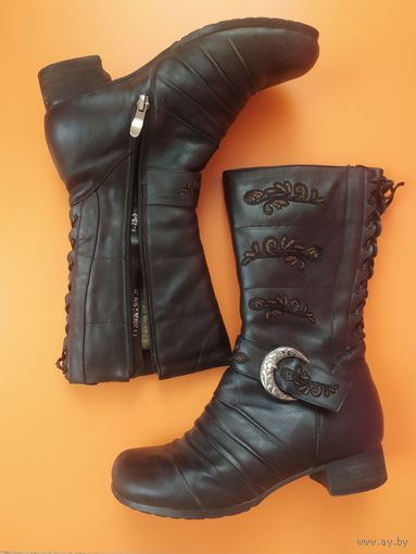 Натуральные зимние сапоги с вышивкой густой мех 37.