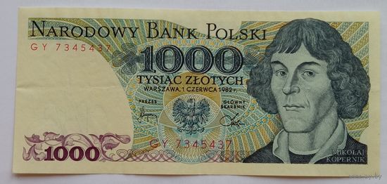Польша 1000 Злотых 1982 Серия -GY-, XF, 415