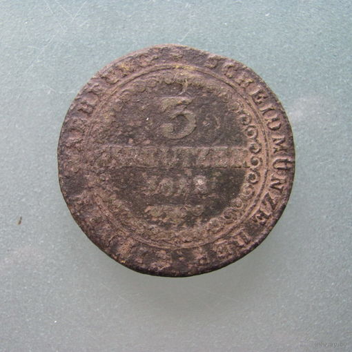 Австрия 3 крейцера 1812.