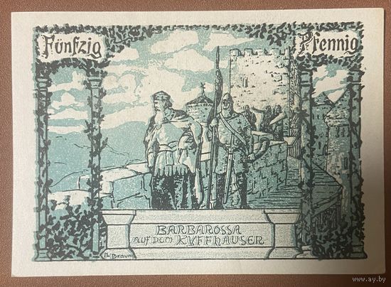 Нотгельд 50 пфеннигов 1921 год. Бад-Франкенхаузен-ам-Киффхойзер. Веймарская республика
