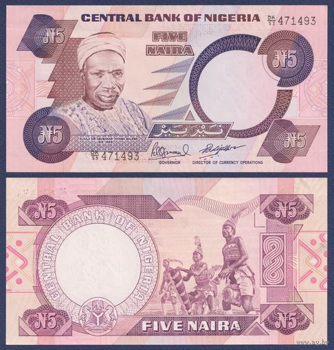 Нигерия, 5 найра 1984 - 2000 г, P-24e (DK, политик Абубакар Тафава Балева, барабанщики Нкпокити), UNC