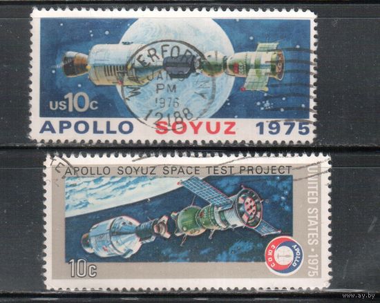 США-1975, (Мих.1179-1180) , гаш. , Космос , "Союз-Аполлон"(полная серия)(4)