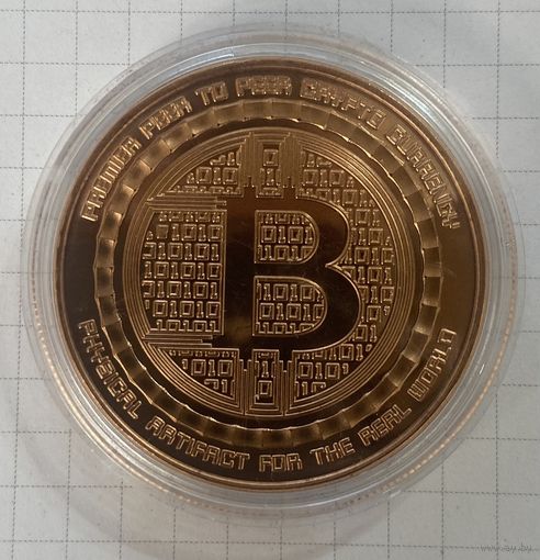 Сувенирная монета Bitcoin медь 39 мм