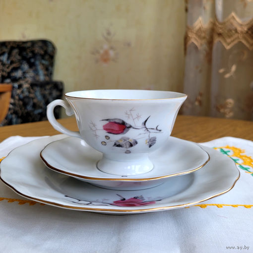Чайное трио, Завод столового фарфора Karolina (Каролина), Польша, винтаж.