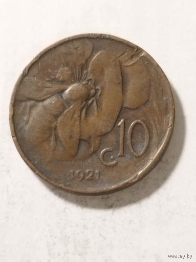 Италия 10 сентизим 1921