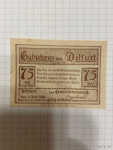 Нотгельд 75 пфеннигов Германия Дитфурт-0301