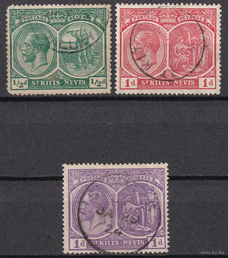 175.BrK. Великобритания. Колонии. Сент Китс и Невис. Георг V. 1921-22 гг. 1/2d., 1d. Mi.##37-39.