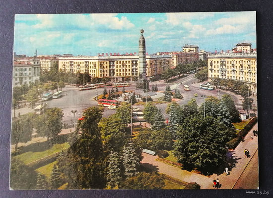 Минск. Площадь Победы. Олимпиада 1980. БССР. Виды городов. Чистая #0261-V2P131