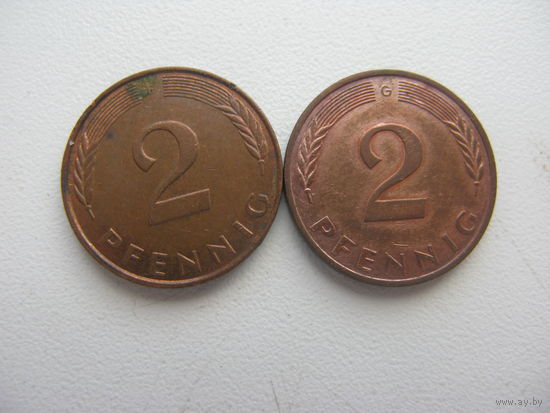 ФРГ  2 пфеннига   1985 G  . F .