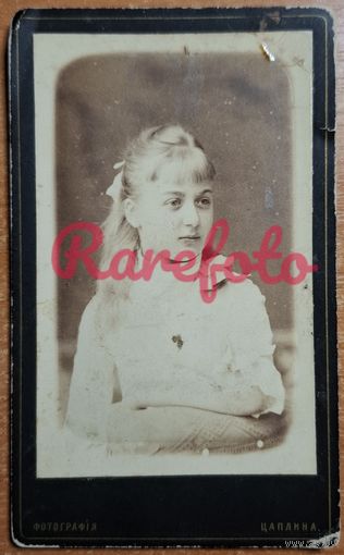 1890-е Визит-портрет девушка черный бланк типаж ретро студийное фото фотограф В.Н. Цаплин Тамбов