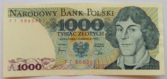 Польша 1000 Злотых 1982 Серия -FT-, XF, 419