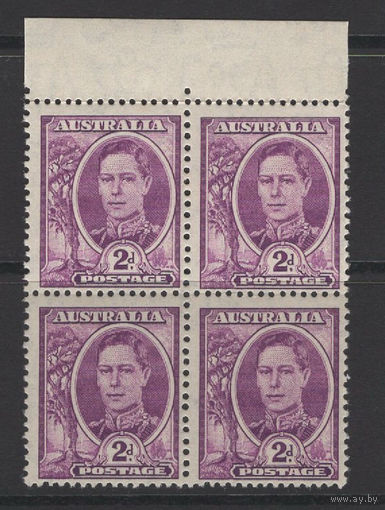 Австралия 1942 ** George VI, кварт 4 марки (SG 205) с верхним полем