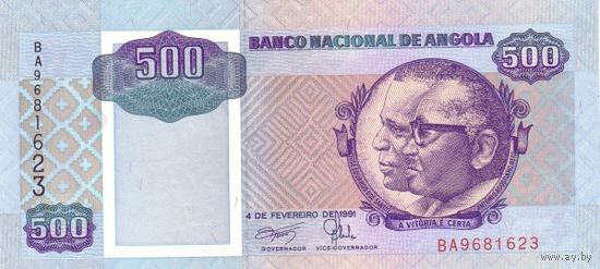 Ангола 500 кванза образца 1991 года UNC p128b