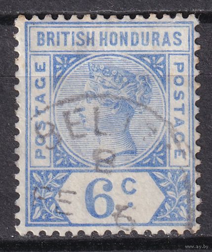 64.BrKCI. Великобритания. Колонии. Британский Гондурас. Стандарт. Виктория. 1891 г. 6C. Mi.#35.