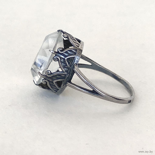 Серебряное кольцо с горным хрусталём СССР