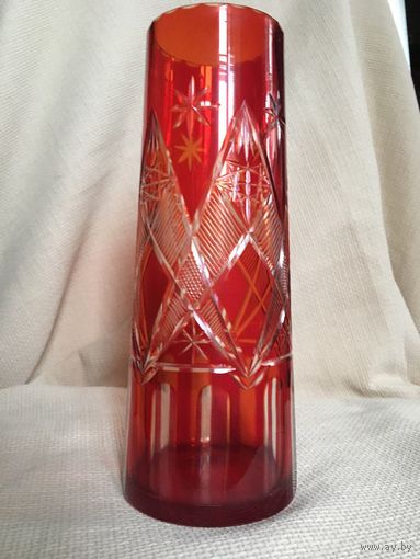 Ваза цветное стекло, ручная шлифовка