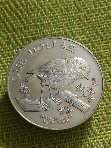 Новая Зеландия 1 доллар, 1984 г ( Чёрный Робин - фауна -)