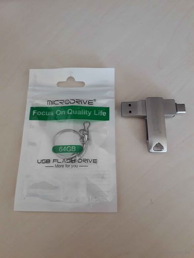 Флэшка 64Gb USB 3.0 + Type-C, 2в1 НОВАЯ