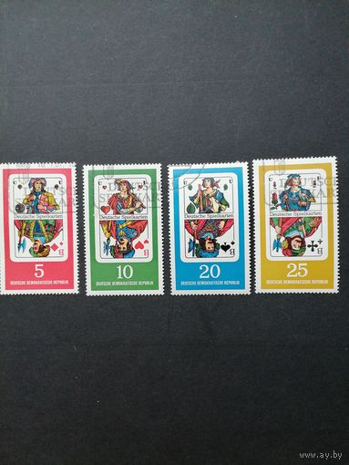 ГДР 1967 Полная серия марок "Немецкие игральные карты" (гашение с клеем без наклеек) Mi.1298-1301 каталог 7.00 евро