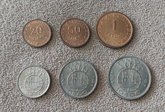 Тимор Португальский ГОДОВОЙ НАБОР 6 монет 1970 UNC