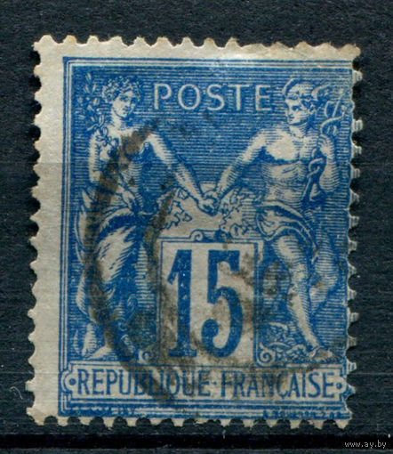 Франция (Республика) - 1892г. - аллегория, 15 с - 1 марка - гашёная [Mi 83]. #1-Fr-9-A-1