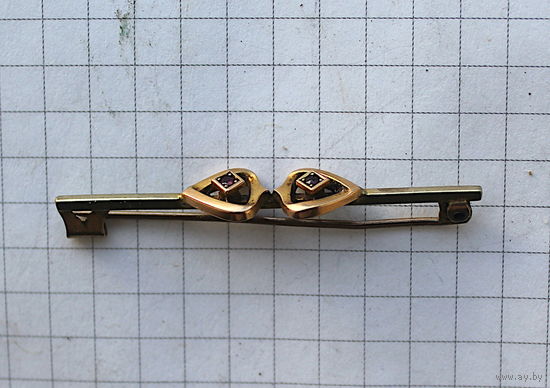 ЗОЛОТАЯ БРОШЬ 585 проба-два натуральных рубина