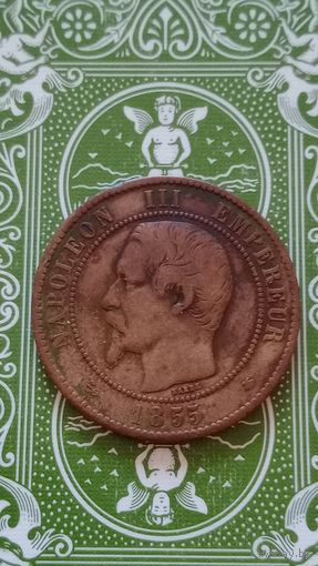 Франция 10 сантимов 1855 вв