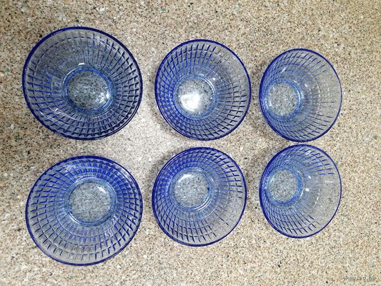 Набор тарелок Неман синее стекло 6шт одним лотом