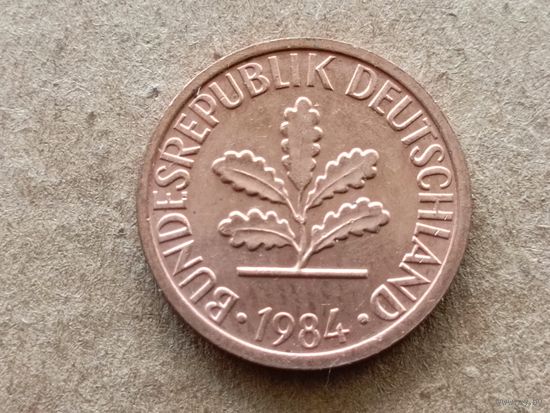 ФРГ 1 пфенниг, 1984"F" (К-U-обм)