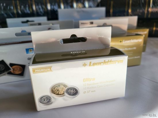 ТОРГ! Капсулы для монет Leuchtturm Ultra 37 мм * 10 штук! Целая упаковка! Германия, Лёйхтурм, Leuchtturm! ВОЗМОЖЕН ОБМЕН!