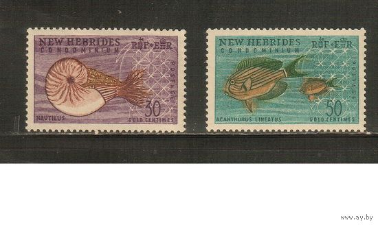 Новые Гибриды(Великобритания)-1963 (Мих.201-202) , **/* , Морская фауна, Раковины,Рыбы
