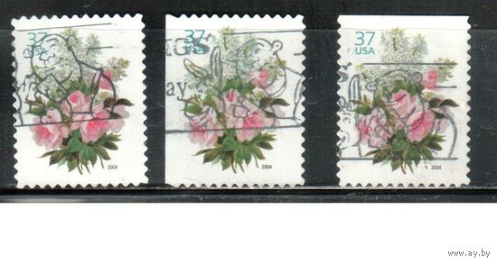 США-2004 (Мих.3813 ВА+BD) , гаш., Флора, Цветы, зубцовки