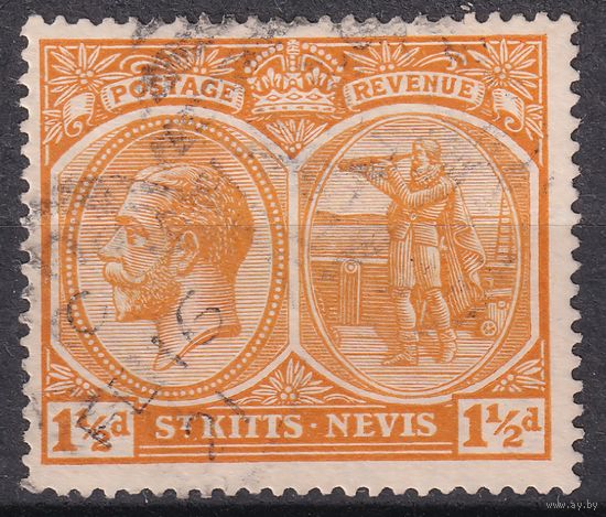 176.BrK. Великобритания. Колонии. Сент Китс и Невис. Георг V. 1920 г. 1 1/2d. Mi.#26.