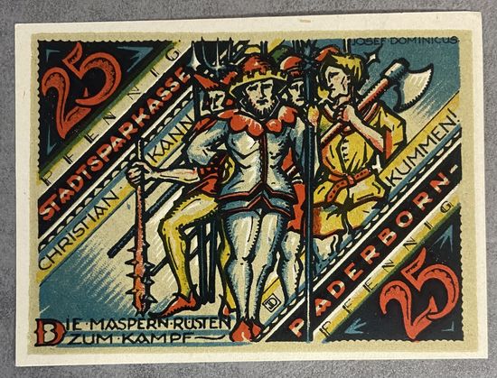 Нотгельд 25 пфеннигов 1921 год. Падерборн. Веймарская республика